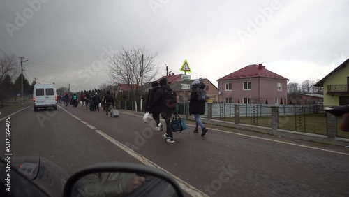 February 27, 2022 Queue at the Ukrainian-Polish border. The war in Ukraine.