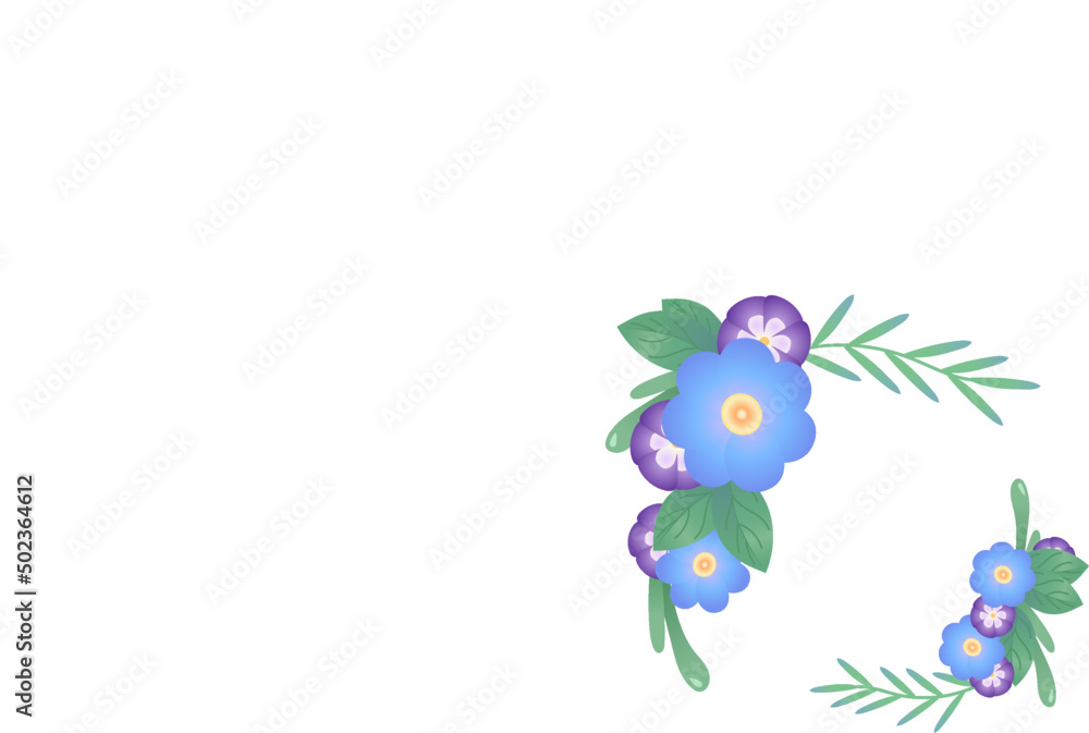 Blue flower. Greeting cart with flowers