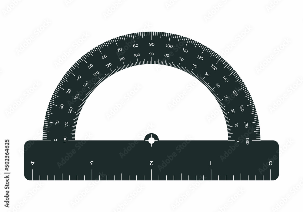 Vector illustration protractor ruler isolated on white background