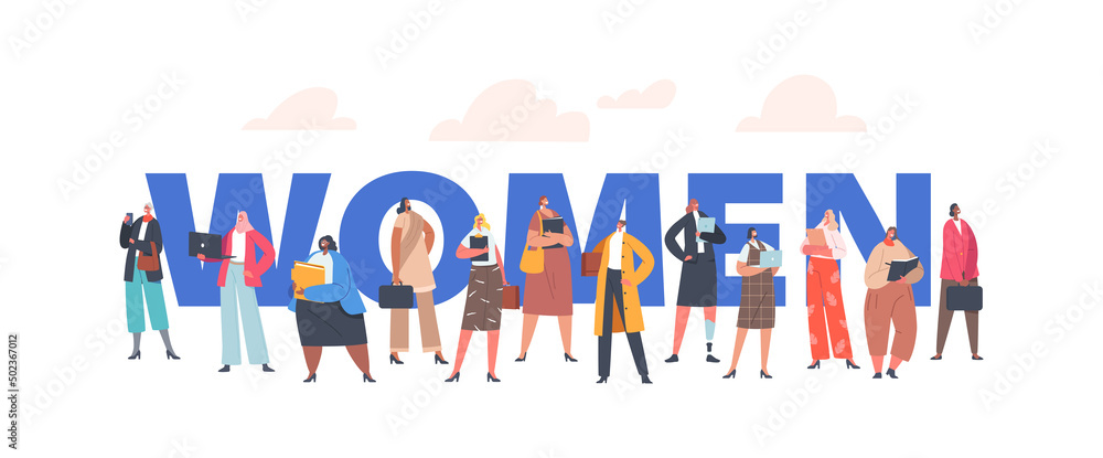 Diverse Business Women Concept. Confident Female Characters Caucasian, African, Asian or Arab Ethnicity, Ladies Poster Diverse Business Women Concept. Confident Female Characters Caucasian, African, Asian or Arab Ethnicity, Ladies Poster