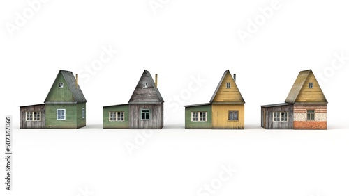 Old building render on a white background. 3D rendering