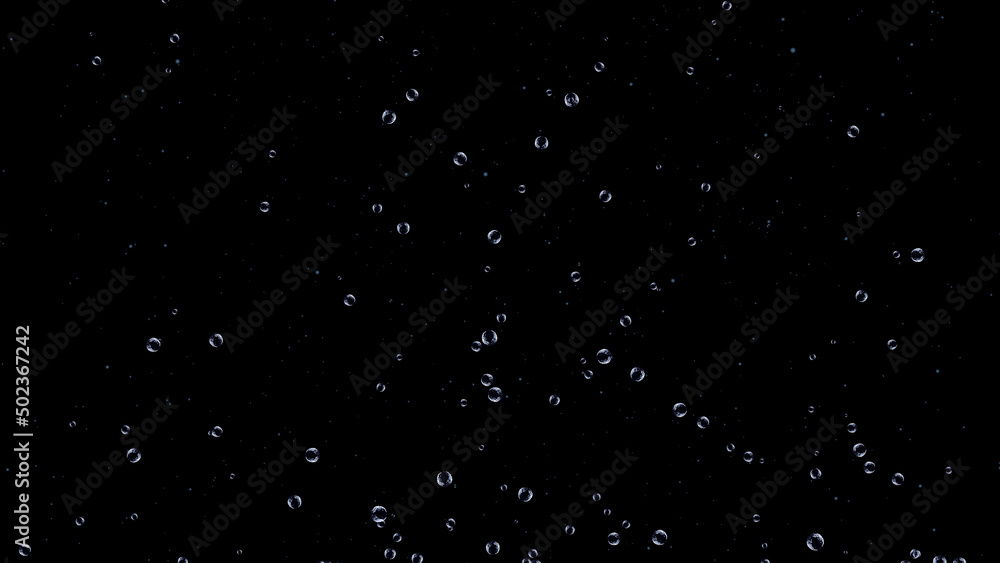 Bubbles rising up on black background. Animation of soap bubbles on black background