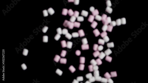 A bunch of marshmallows fly up to the chamber.