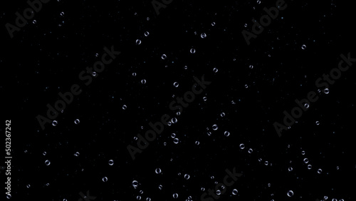 Bubbles rising up on black background. Animation of soap bubbles on black background