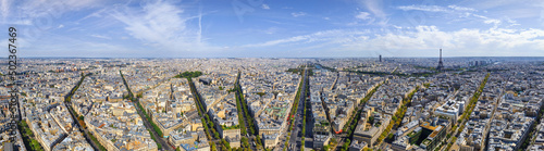 Panoramic aerial view of Paris downtown from Charles de Gaulle, Paris, France. photo