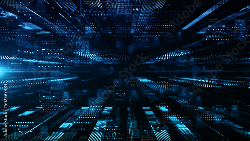 Technology abstract background, Digital cyberspace with numbers, Technology digital big data network connection, 3D rendering