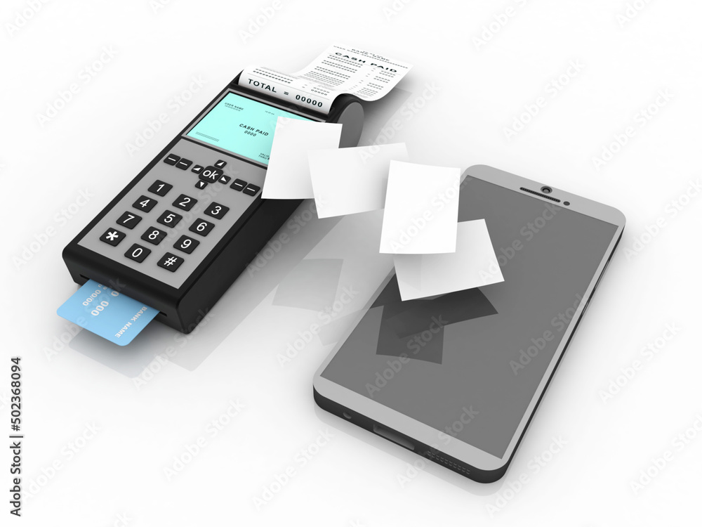 3d illustration Swipe machine with mobile phone
3d illustration Swipe machine with mobile phone