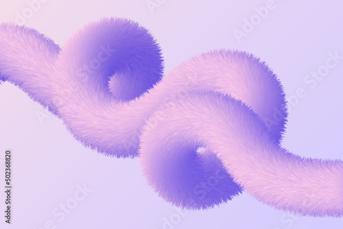 Abstract tender hairy wave illustration. Fluffy gradient liquid shape background