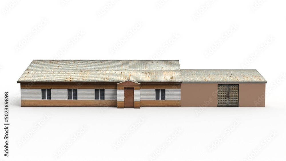 Village shop render on a white background. 3D rendering Village shop render on a white background. 3D rendering