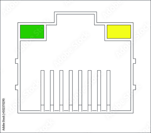 ethernet port line icon LED, rj45 network socket , 8p8c network socket.