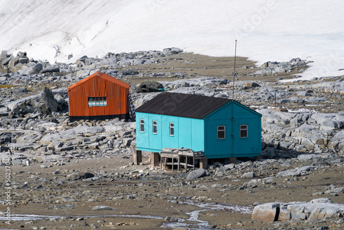 Refuge shelters at Damoy Point in Antarctica