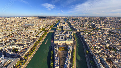 Panoramic aerial view of the island on the Seine river in Paris, France. photo