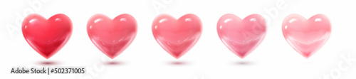 3d realistic vector icon set. Valentines collection of red and pink hearts.