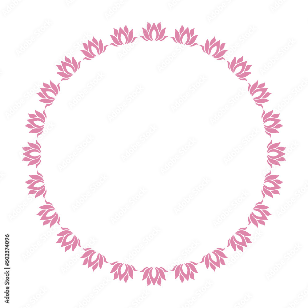 Round floral frame. Design for a greeting card or invitation isolated on white background