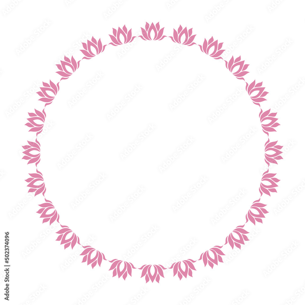 Round floral frame. Design for a greeting card or invitation isolated on white background Round floral frame. Design for a greeting card or invitation isolated on white background