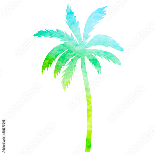 palm trees watercolor silhouette  on white background  isolated