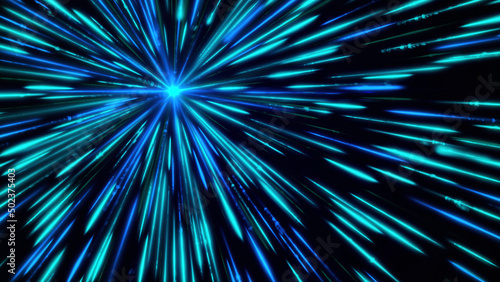 Abstract radial lines geometric background concentrated around the glowing small sphere. Animation. Beautiful outer space galaxy tunnel.