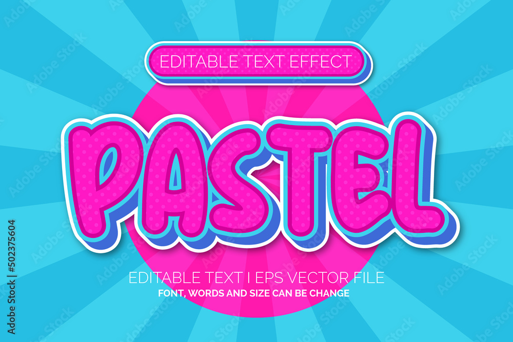 Editable text effect - pastel color text style concept