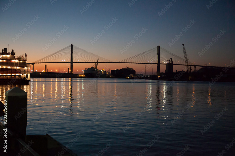 Savannah bridge at sunset