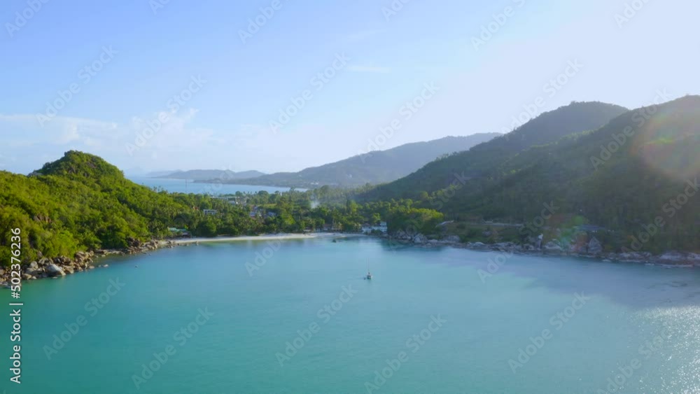 Crystal Bay Silver Beach Chaweng Noi Koh Samui Thailand 4K Drone Push In Shot Crystal Bay Silver Beach Chaweng Noi Koh Samui Thailand 4K Drone Push In Shot