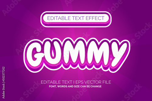 Editable text effect - purple gummy text style concept