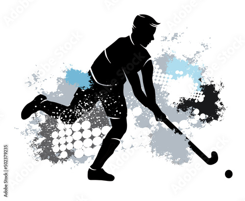 Hockey sport graphic with dynamic background.