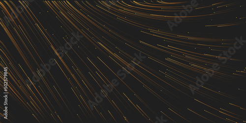 Dark Brown Moving  Flowing Particles in Curving Lines - Digitally Generated Dark Futuristic Abstract Geometric Background Design in Editable Vector Format