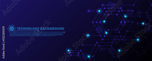 Futuristic abstract lines and dots connect the background. digital data connection technology and big data concept blue background EP.2