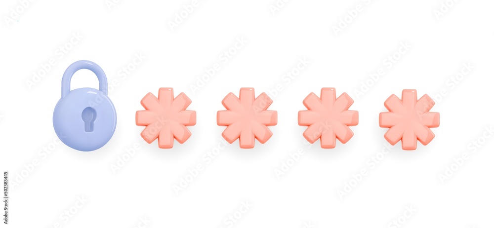 3d render locked password field icon. 2fa two steps authentication security password. Otp code, account verification, online access, secure concept. Realistic vector illustration 3d render locked password field icon. 2fa two steps authentication security password. Otp code, account verification, online access, secure concept. Realistic vector illustration