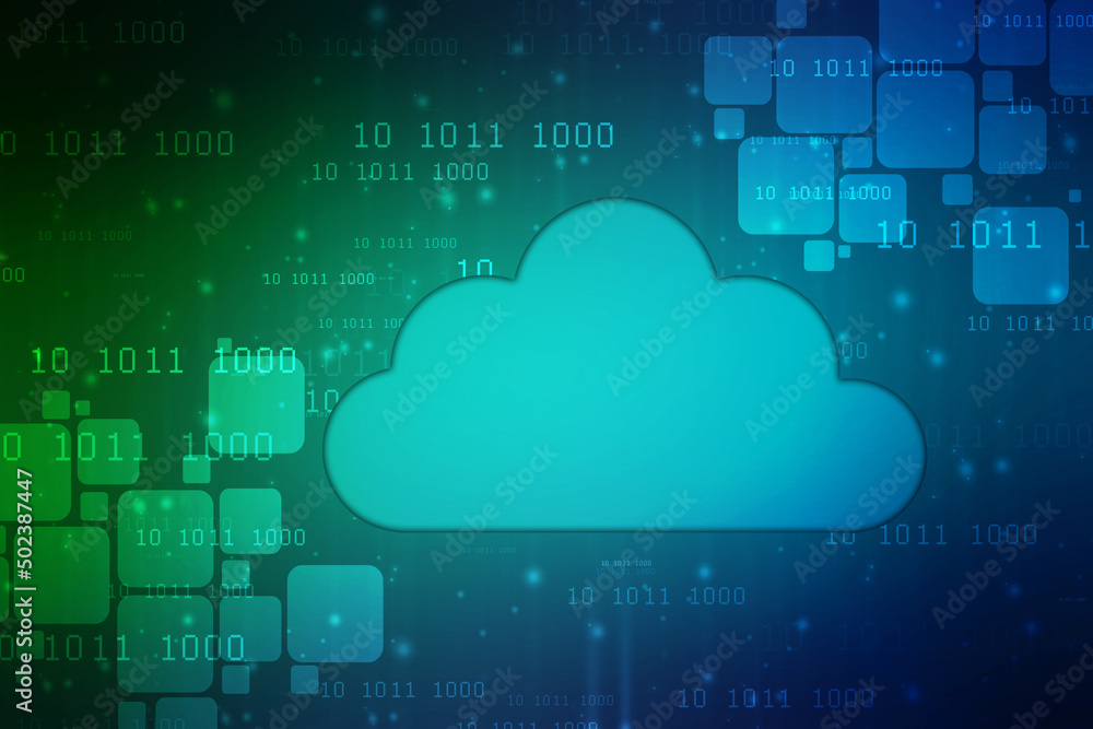 2d illustration of Cloud computing, Digital Cloud computing Concept background. Cyber technology, internet data storage, database and data server concept 2d illustration of Cloud computing, Digital Cloud computing Concept background. Cyber technology, internet data storage, database and data server concept