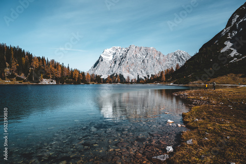 Cuadro en lienzo Drachensee Lake Tyrol Zugspitze, Mountains Alps, Austria