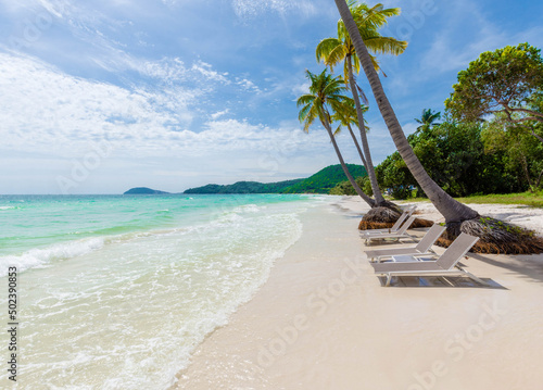 Cuadro en lienzo Landscape view of Sao beach, Tropical Paradise, Phu Quoc Island, Vietnam