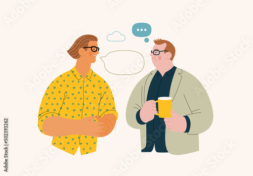People portrait - Conversation -Modern flat vector concept illustration of talking people, half-length portrait, user avatar. Creative landing web page illustartion, conversation and discussion