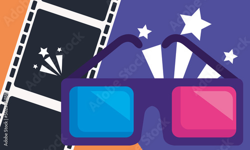 cinema tape and 3d glasses