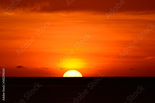 Fototapeta Naklejka Na Ścianę i Meble -  Sunset At The Beach, Tanjung Aru Beach, Kota Kinabalu, Borneo,Sabah, Malaysia