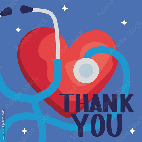 thank you lettering with stethoscope