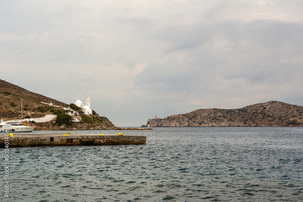 Sea bay of Chora town on Ios Island. Cyclades, Greece