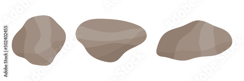 Brown layered gravels on white background. Sedimentary rock.