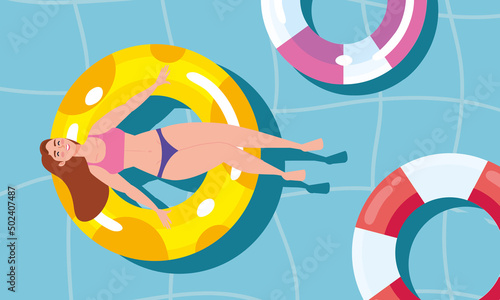 girl tanning in float