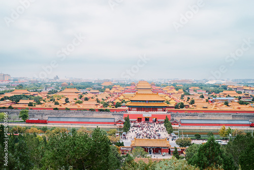 Aerial view of Forbidden City from Jingshan Park in Bejing, China.
