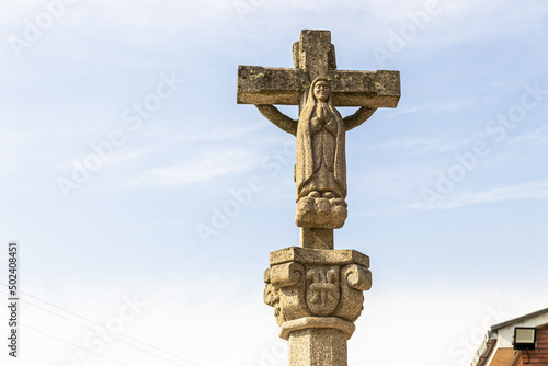 View of a female convent statue in the El Bierzo region in a Monastery of San Miguel de las Duenas photo