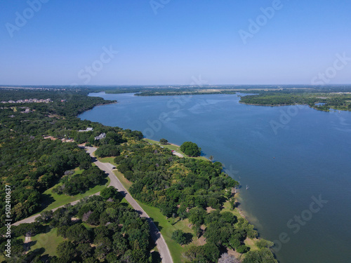 Aerial view of a Lake Woodway near Waco, Texas photo