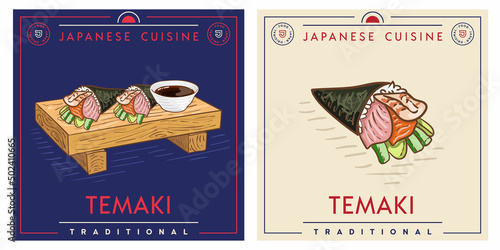 Temaki illustration - Japanese sushi illustration