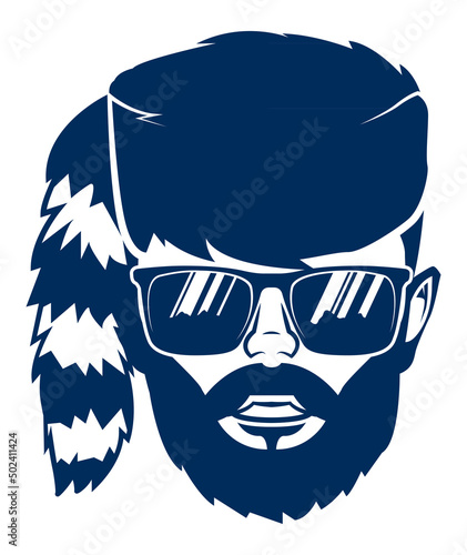 Canvas Mountain Man Coonsking Cap Face Illustration