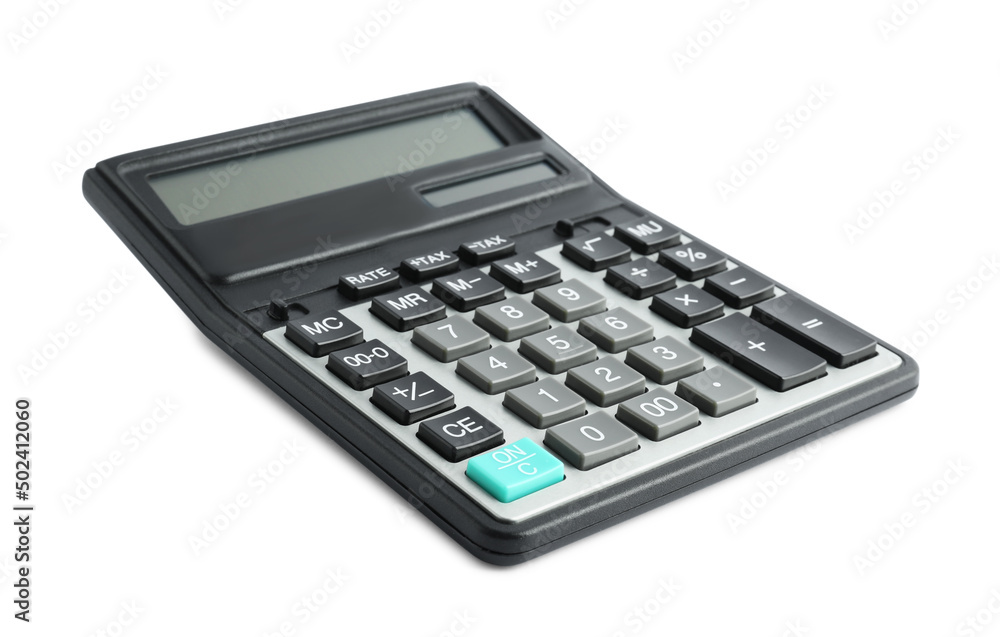 Modern calculator on white background. Office equipment Modern calculator on white background. Office equipment