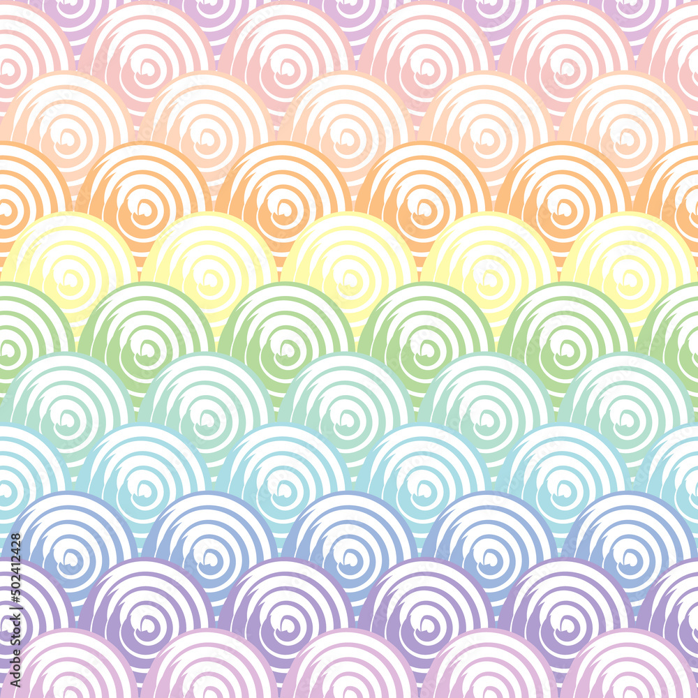 Seamless pattern rainbow swirl. Design for scrapbooking, decoration, cards, paper goods, background, wallpaper, wrapping, fabric and all your creative projects. Vector Illustration