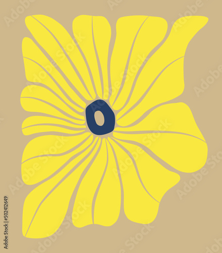 Abstract hand drawn aesthetic flower illustration. Botanical retro concept icon, perfect for postcards, wall art, banner, background etc.