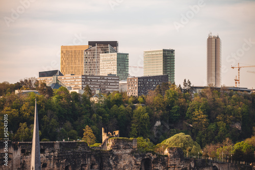 Luxembourg/April 2022: full bloom cherry tree in the city