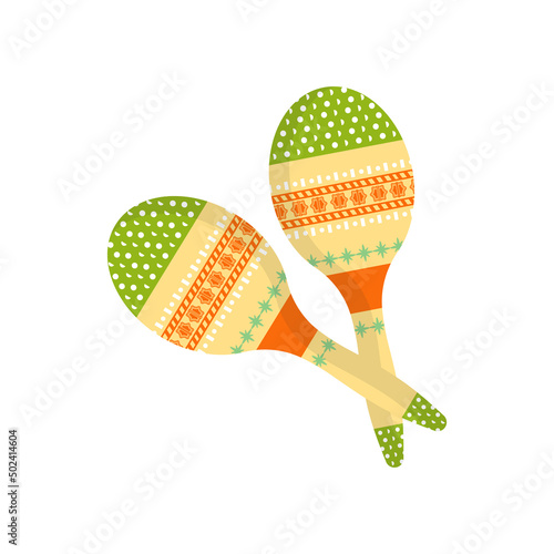 Maracas or rumba shaker vector illustration. Traditional Caribbean and Latin musical instrument.