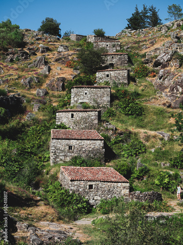 High angle shot of the Route the Folon and Picon mills in Spain in summer photo